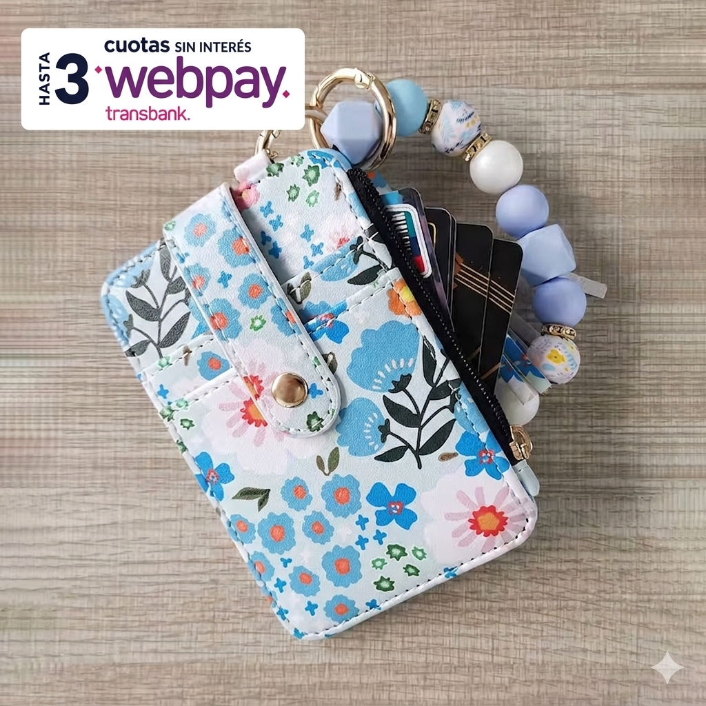 Billetera Azul Mujer Con Monedero-Llavero-Pulsera - Imagen 2