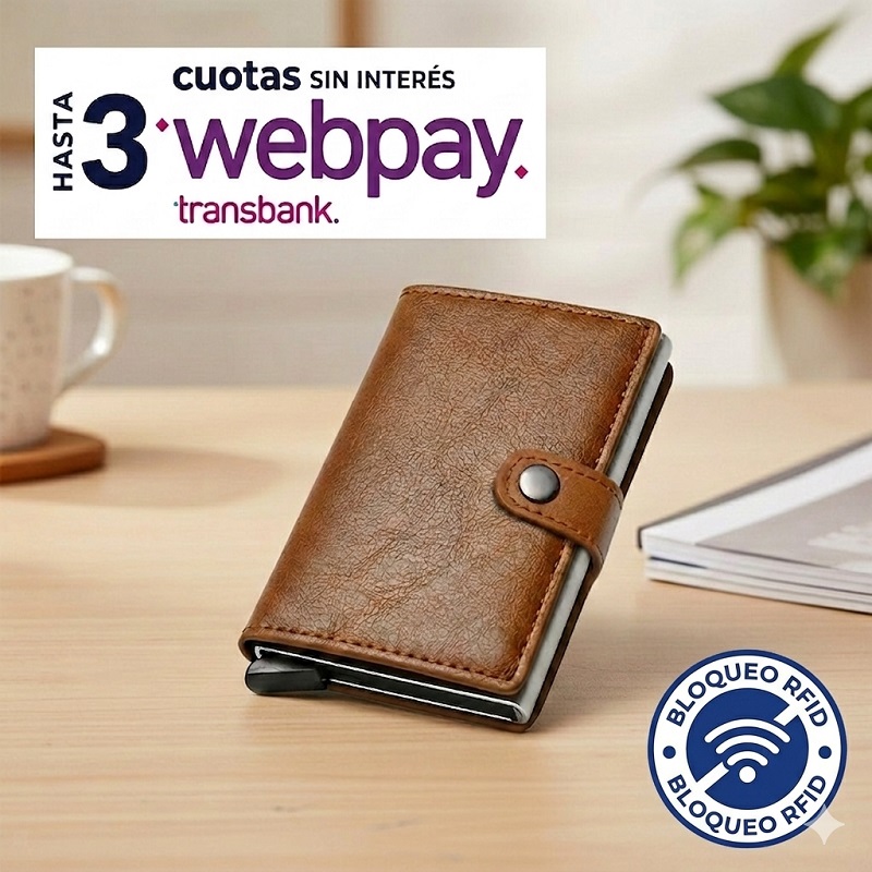 Billetera Hombre Cuero Cafe RFID/NFC