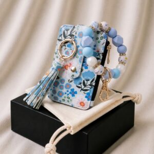 Billetera Monedero-Llavero-Pulsera Azul
