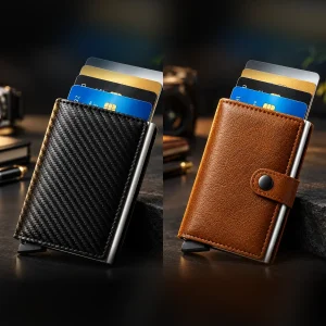 Pack Dúo: billetera Carbono y billetera Cuero lado a lado